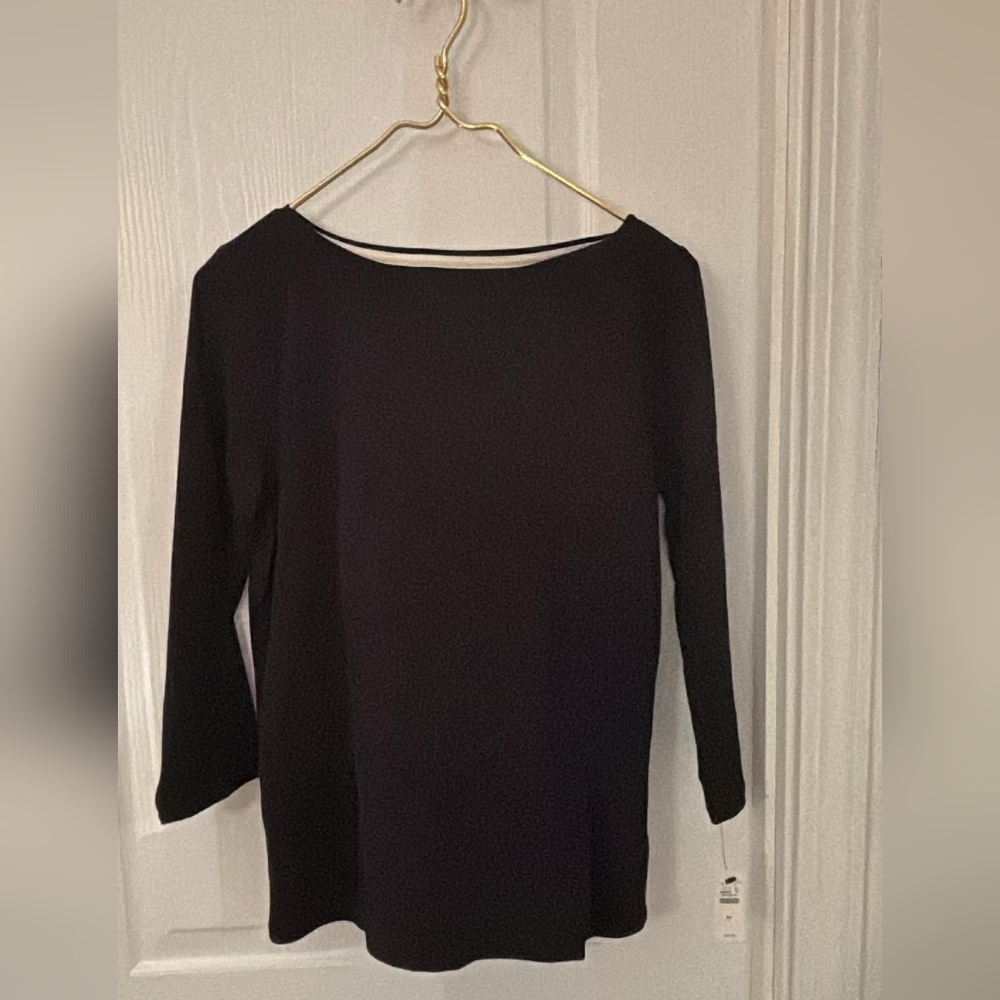 2 NWT Talbots Tee's, 1 Black, 1 White Long Sleeve Pima Cotton 2/$30 Classic